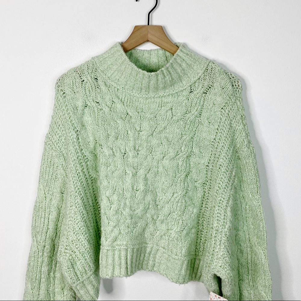 Free People Merry Go Round Cable Knit Crop Sweater - Picture 2 of 8